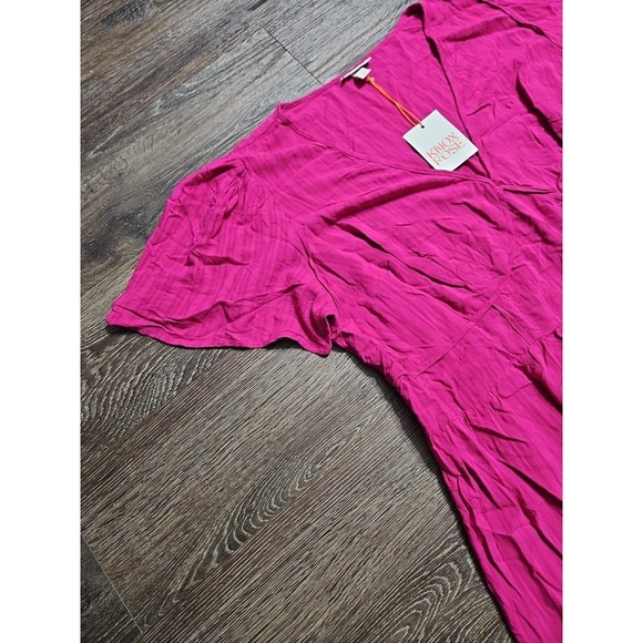 Knox Rose Plus Size 2X Short Sleeve A-line Dress In Magenta - Picture 4 of 11